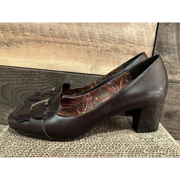 Etienne Aigner Shoes - Etienne Aigner 7.5 Madge Leather Buckle Classic Conservative Career Block Heels
